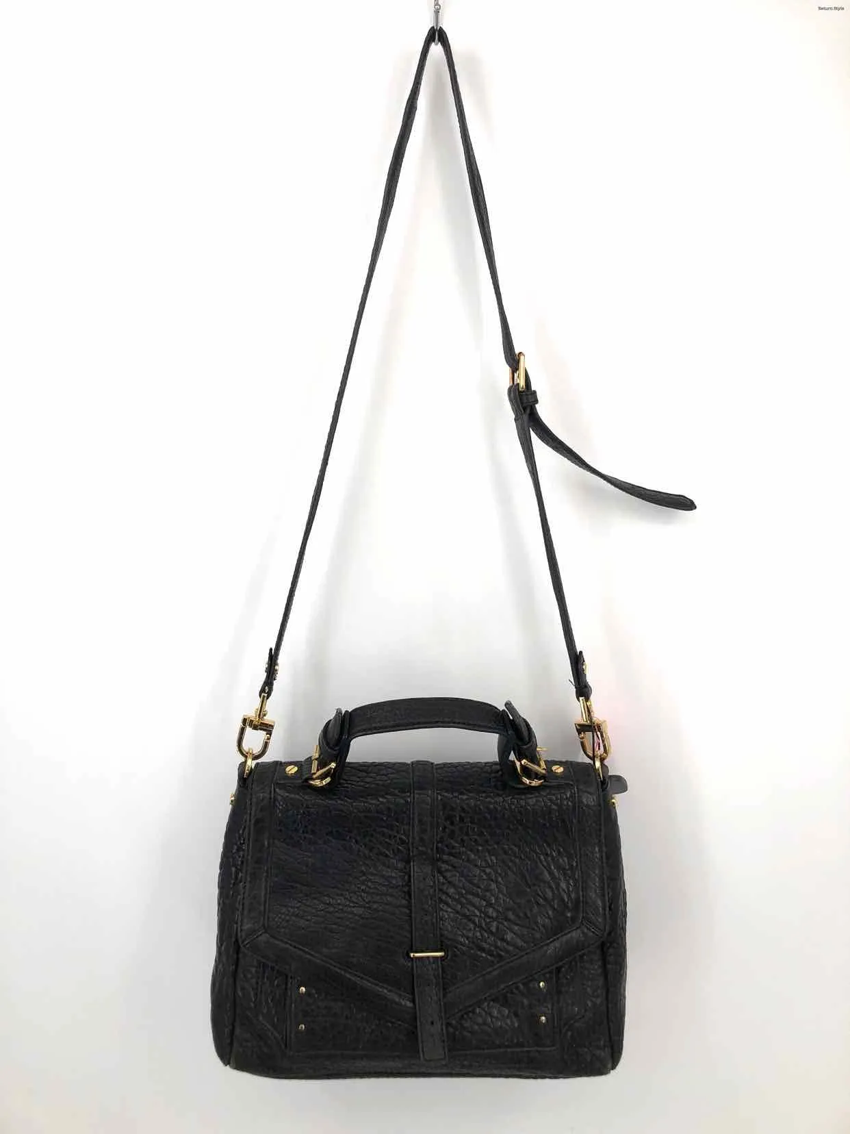 TORY BURCH Black Pebbled Leather Pre Loved AS IS Satchel Crossbody Purse