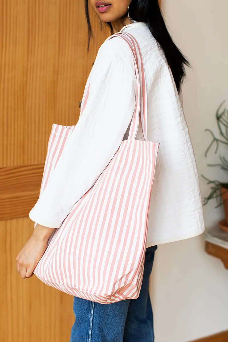 Tote Bag - Muted Clay Stripe Organic