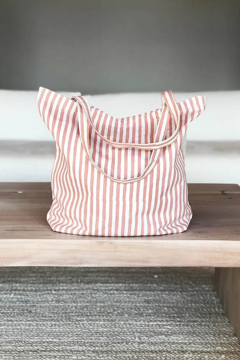 Tote Bag - Muted Clay Stripe Organic