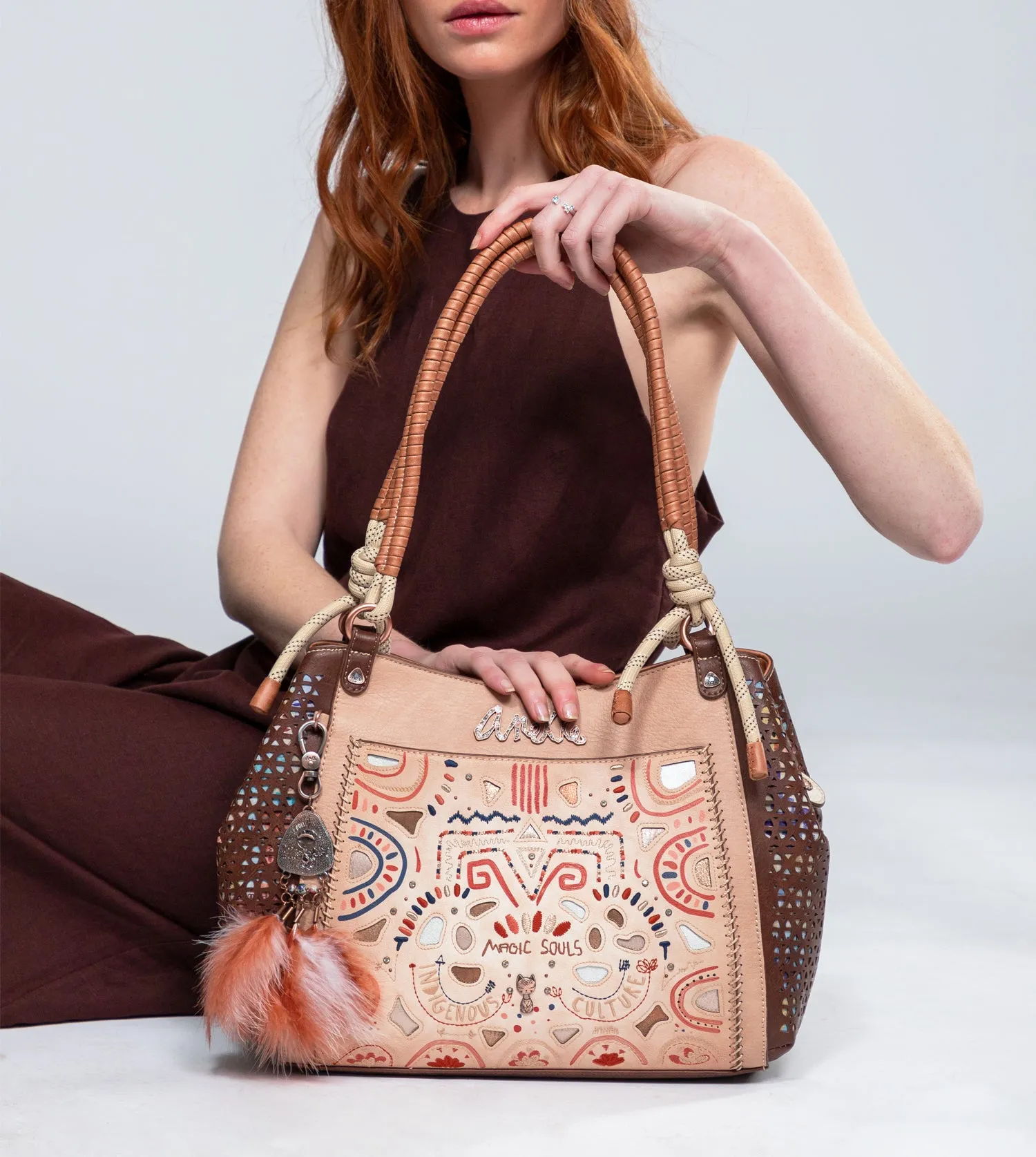 Tribe tote bag with braided handles