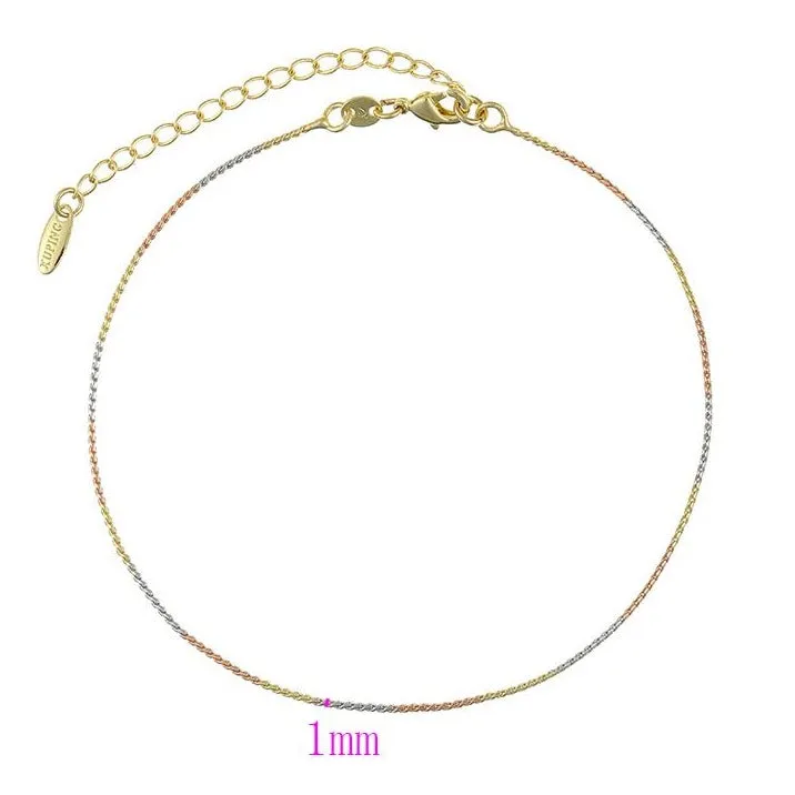 Tricolour Simple Dainty Anklet