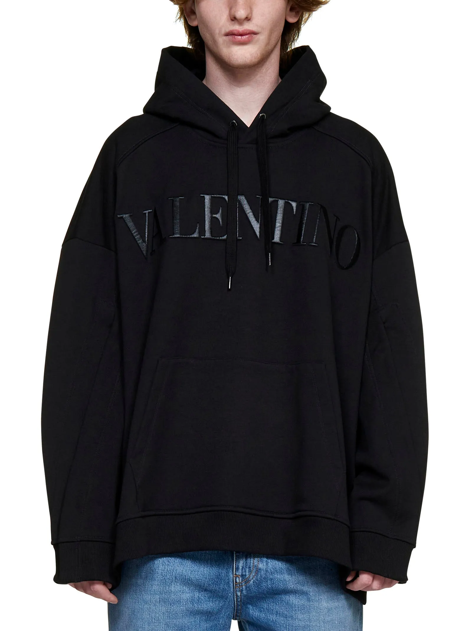 Valentino VLTN Logo Detailed Drawstring Hoodie