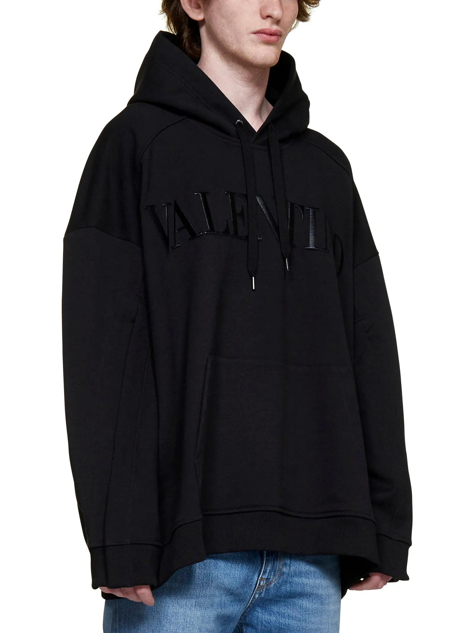 Valentino VLTN Logo Detailed Drawstring Hoodie