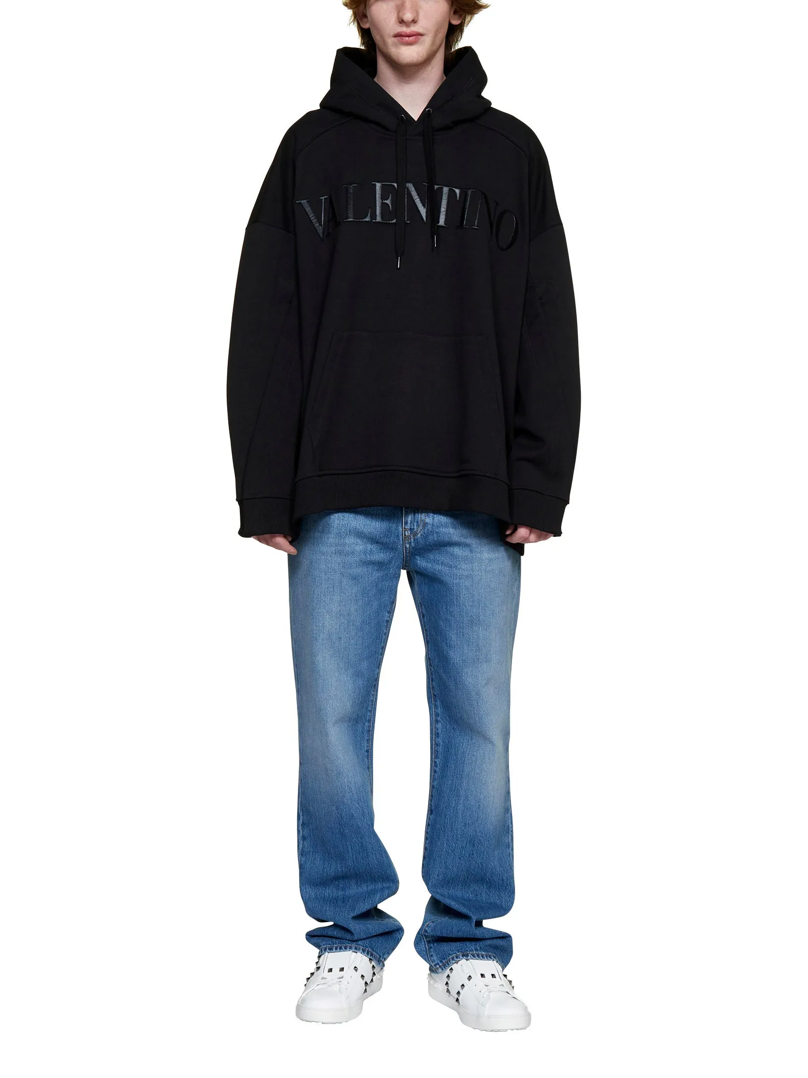 Valentino VLTN Logo Detailed Drawstring Hoodie