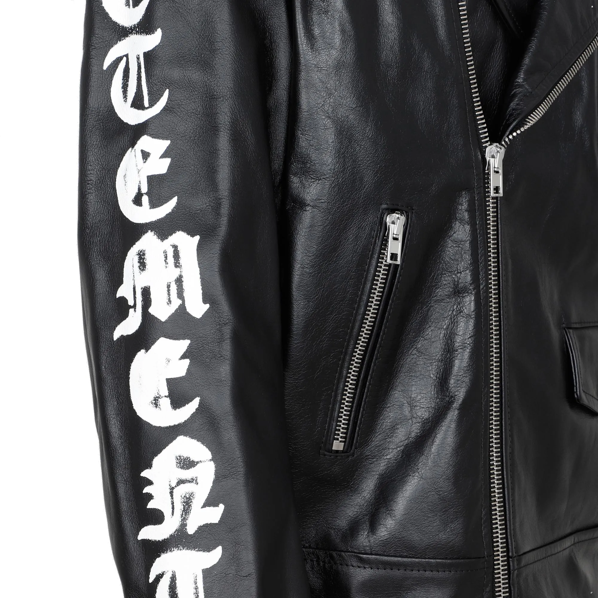 Vetements Logo Painted Biker Jacket