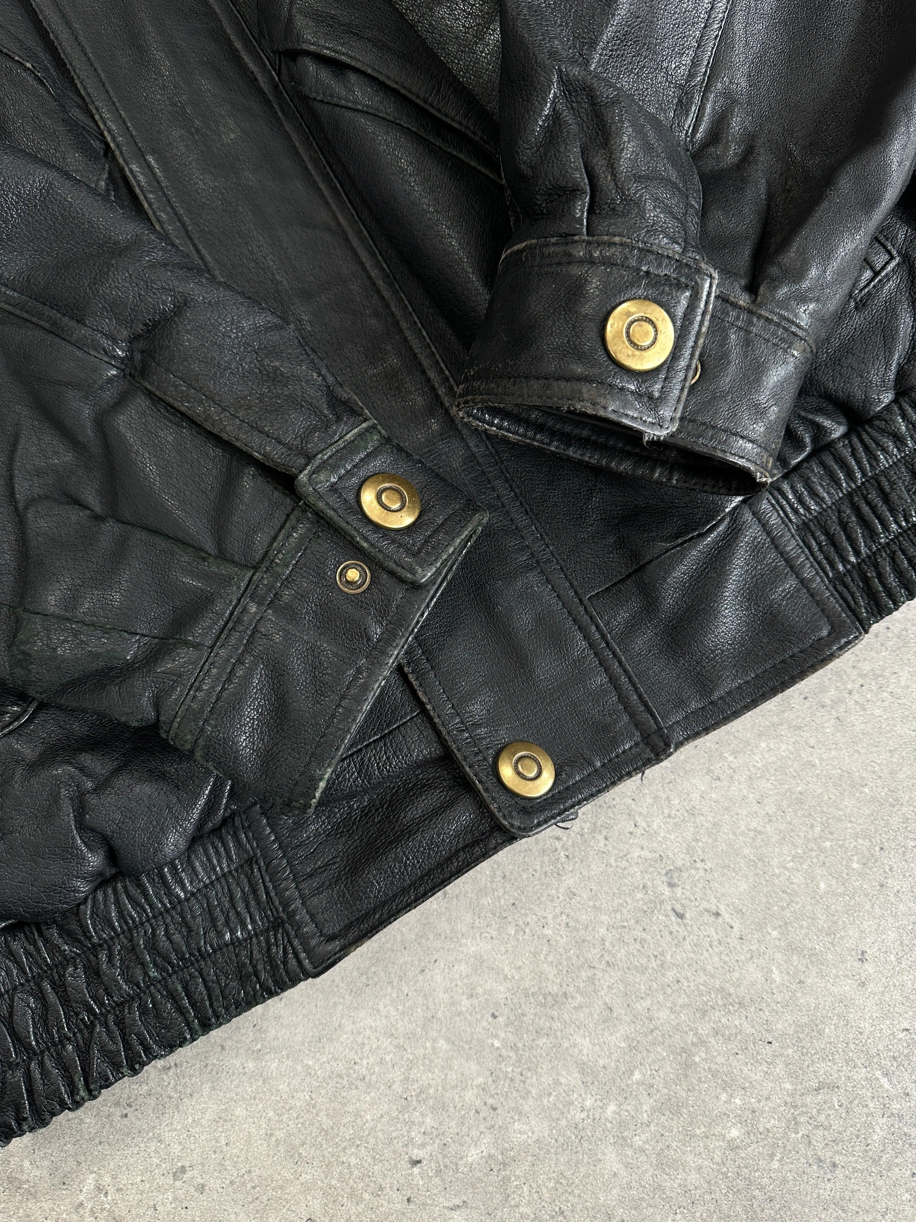 Vintage Leather Bomber Jacket - L/XL