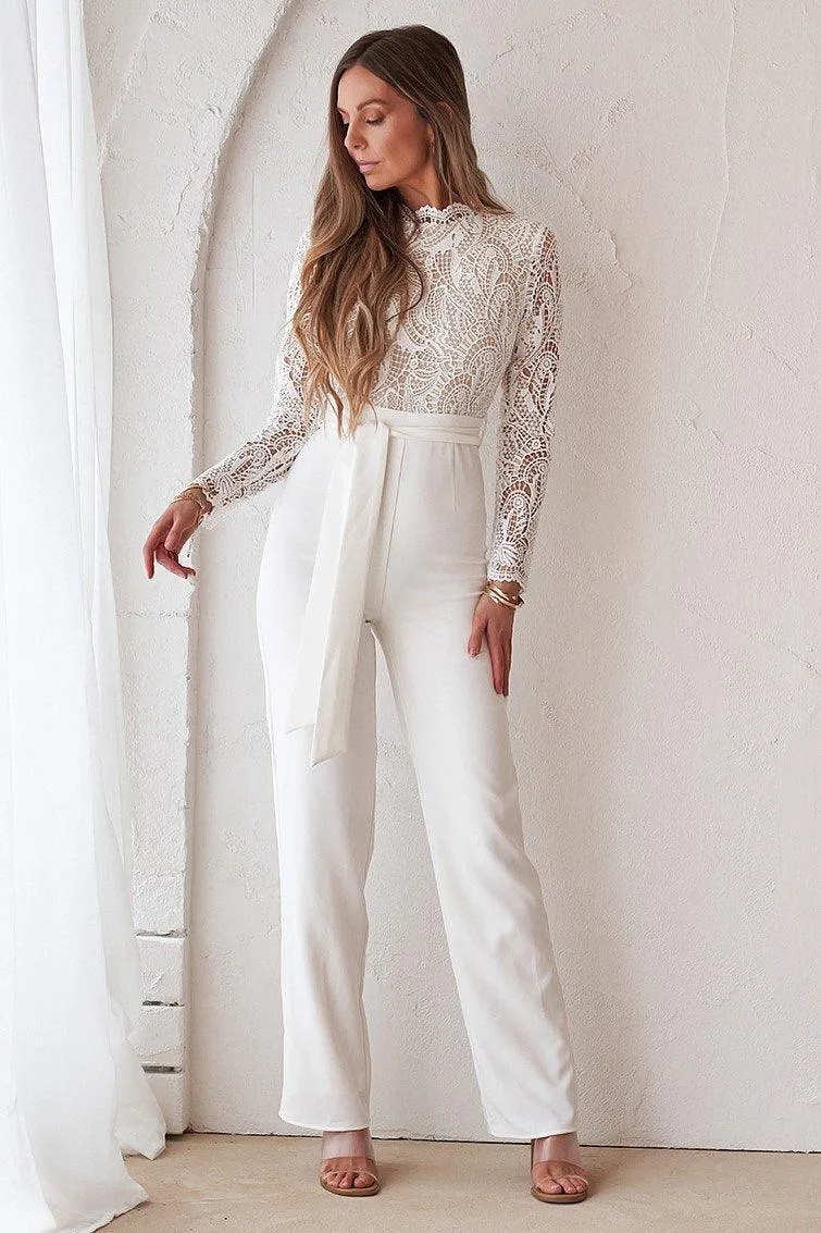 Willow Pantsuit - White/Nude