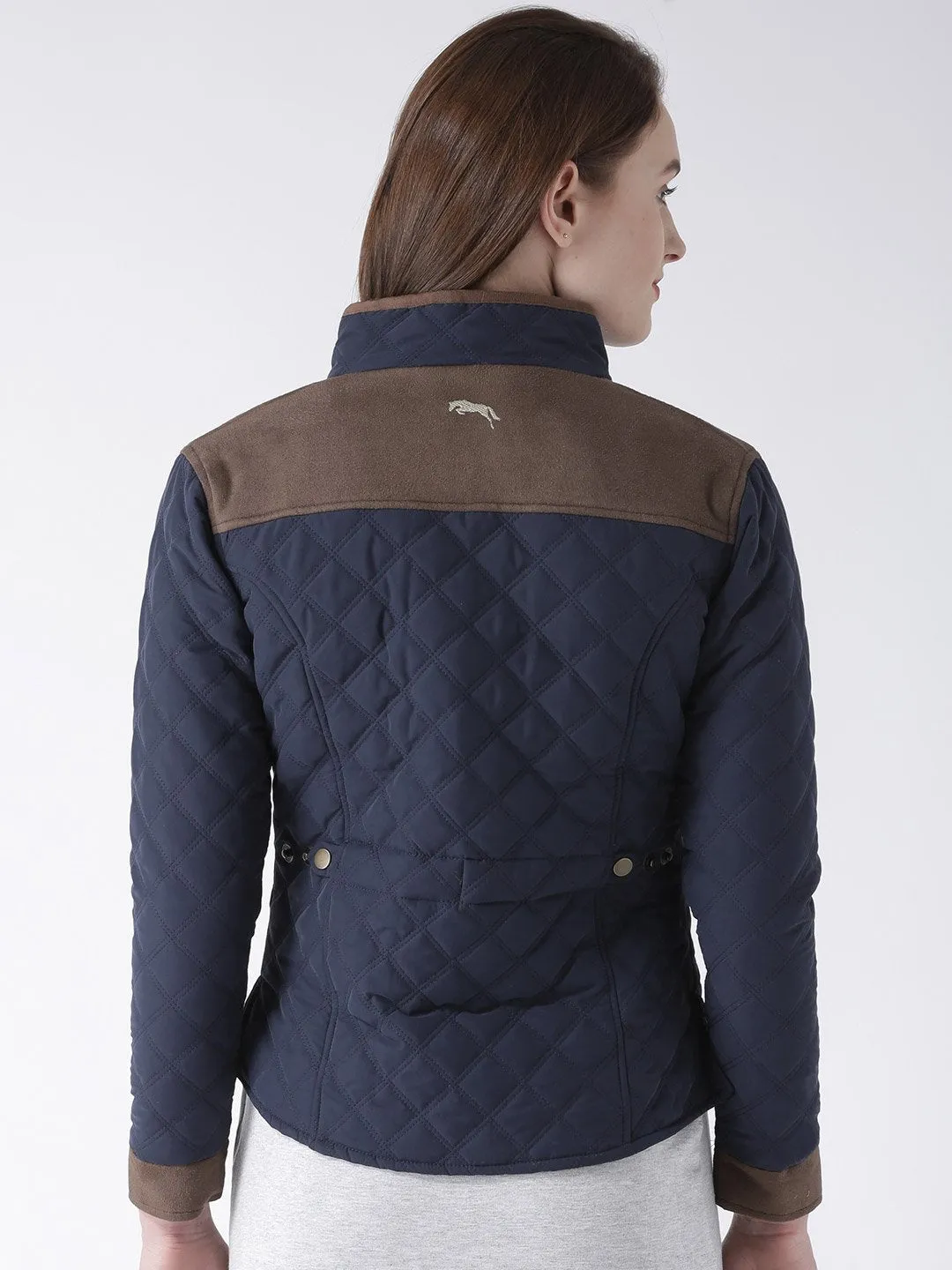 Women Polyster Casual Long Sleeve  Blue Winter Jacket