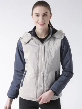 Women 's Polyster Casual Long Sleeve  Grey Winter Jacket