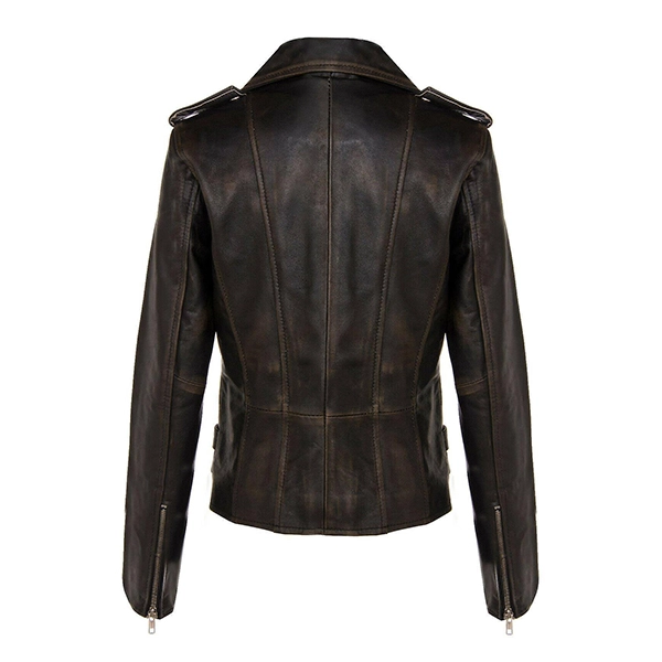 Women Zipper Black Motorcycle Leather Jacket - Famous Jackets