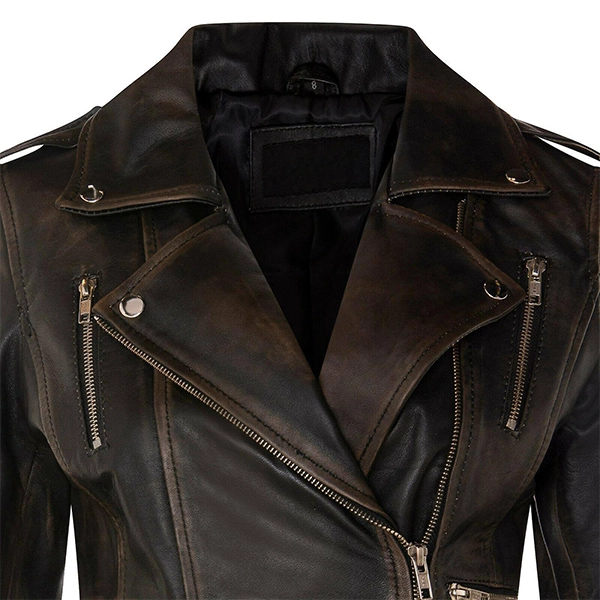 Women Zipper Black Motorcycle Leather Jacket - Famous Jackets