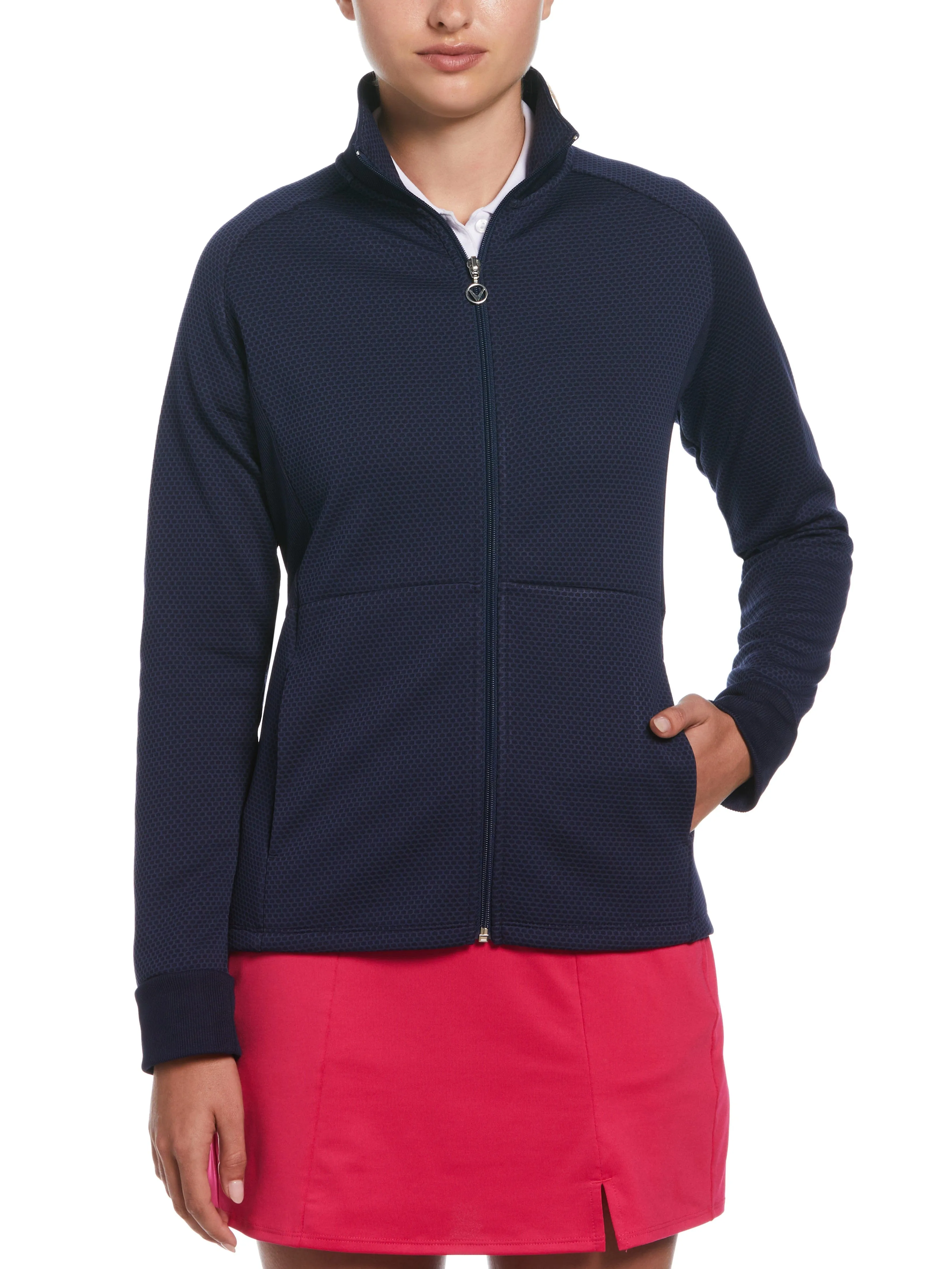 Womens Hexagon Heather Fleece Golf Jacket