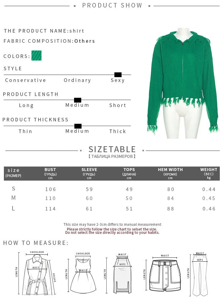 Women's Long Sleeve Tassel Hooded Causal Streetwear Zipper Cardigan