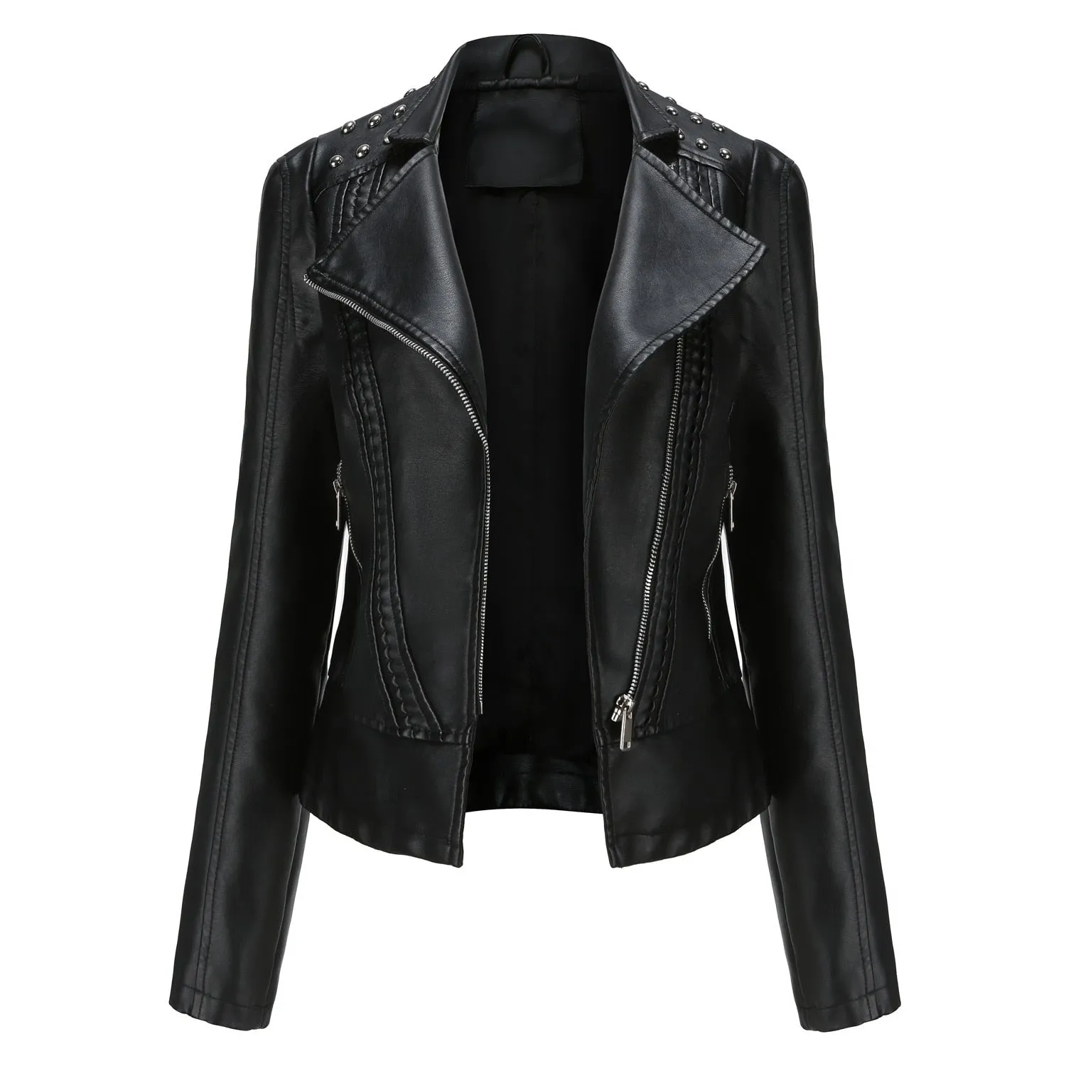 Women's Punk Rivet Leather Jacket