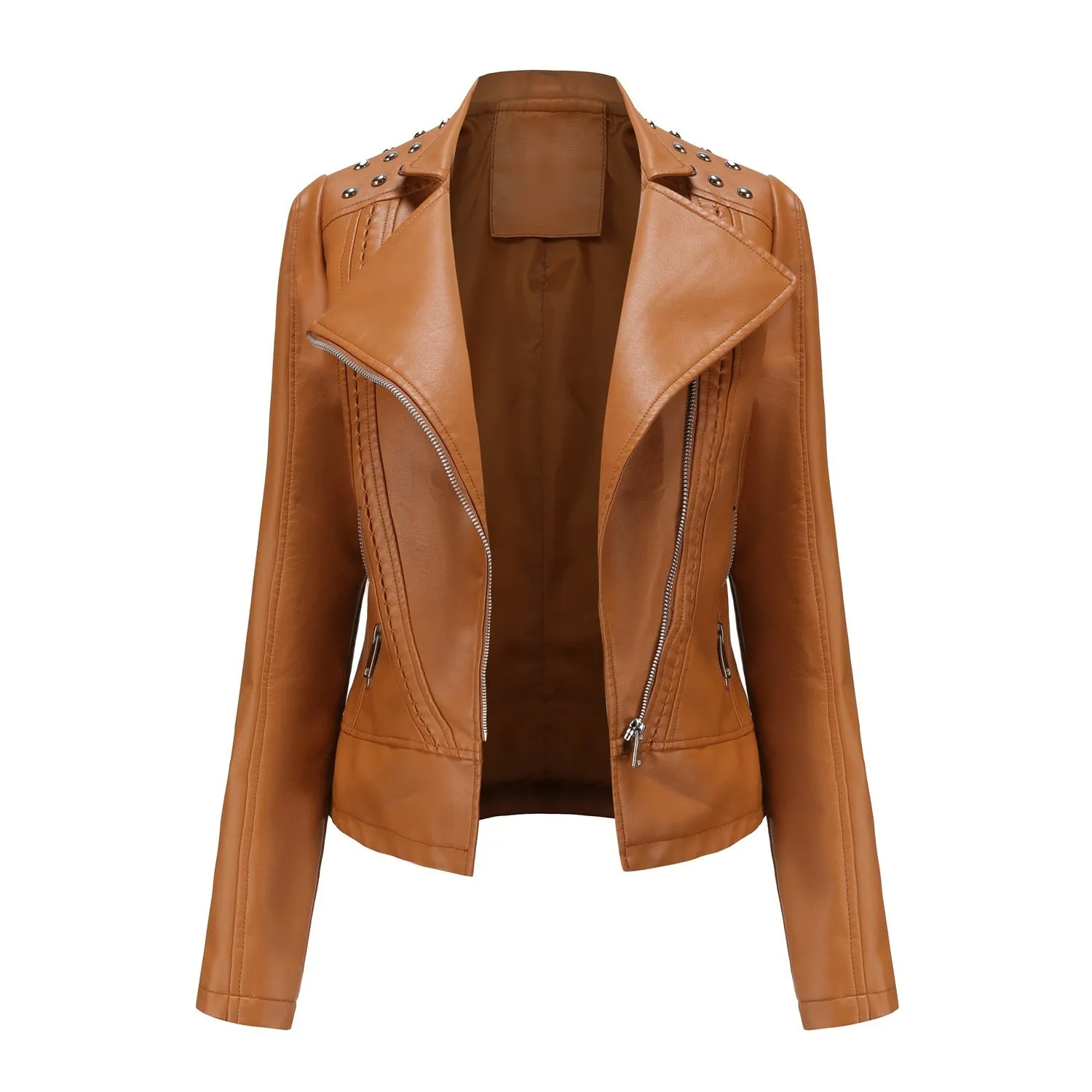 Women's Punk Rivet Leather Jacket