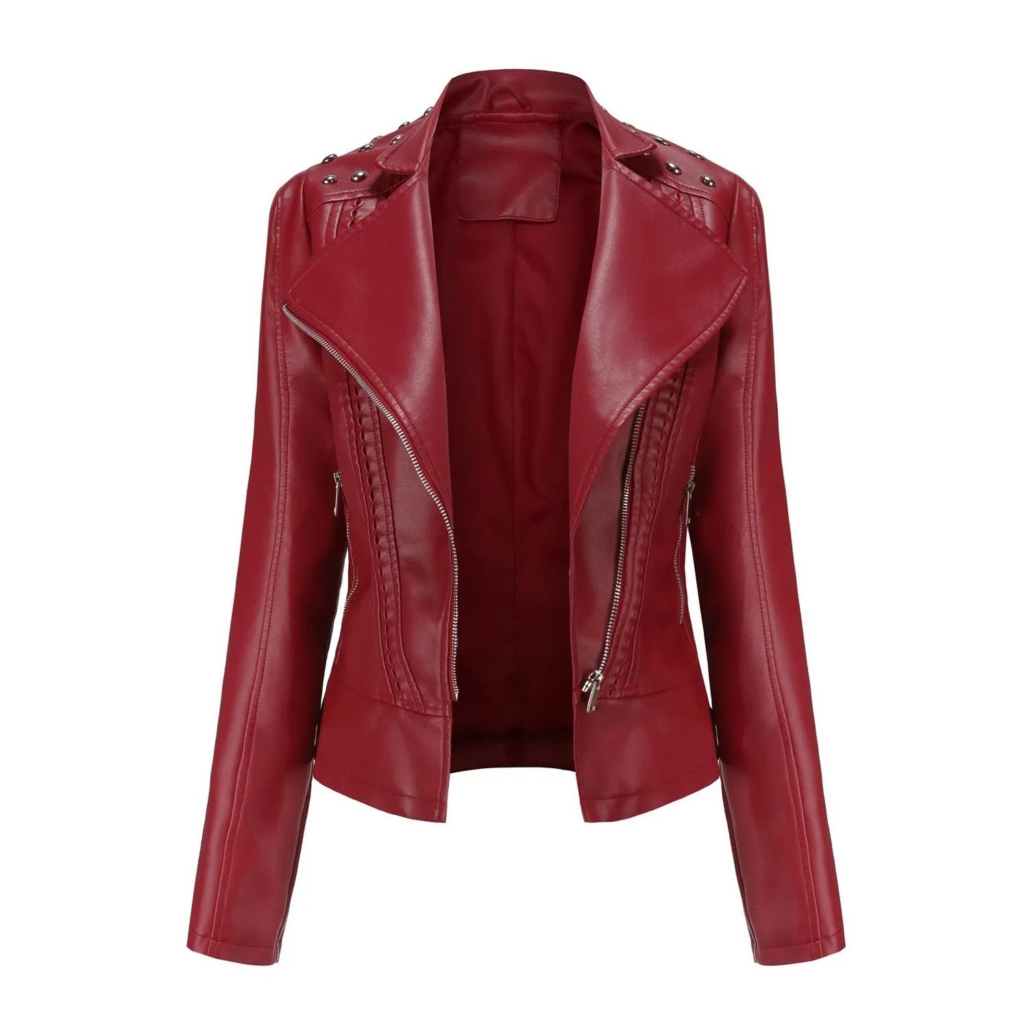 Women's Punk Rivet Leather Jacket