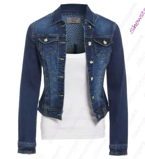 Womens Size 14 16 18 20 Stretch Denim Jacket Ladies Indigo Jean Jackets Blue