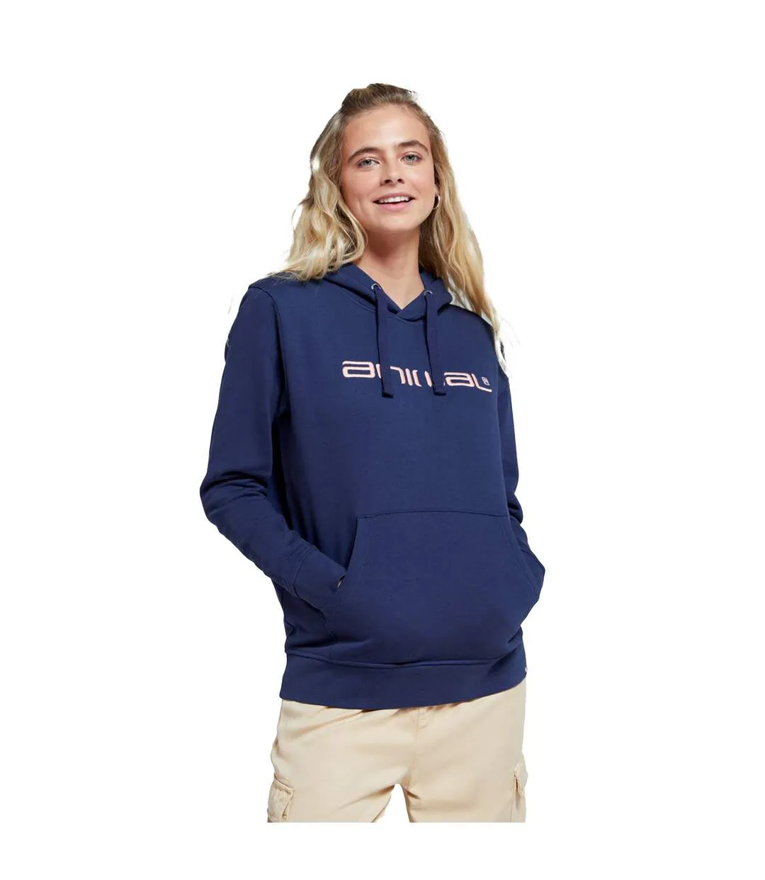 Womens/ladies maya organic hoodie navy Animal