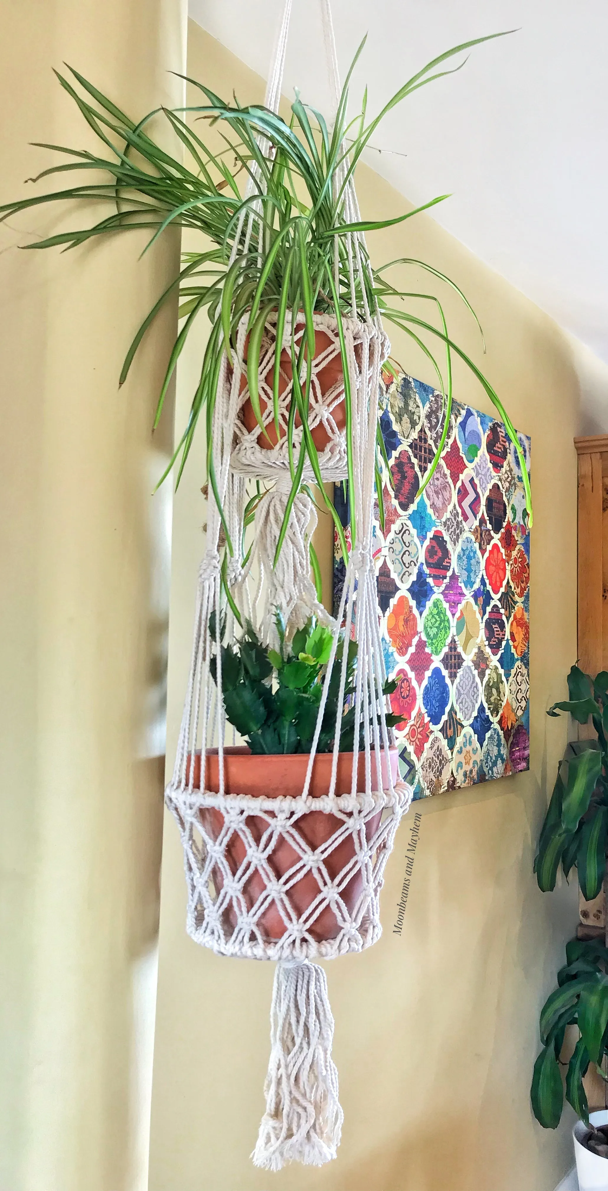 WONDERFUL BOHEMIAN DOUBLE MACRAME PLANT HANGER