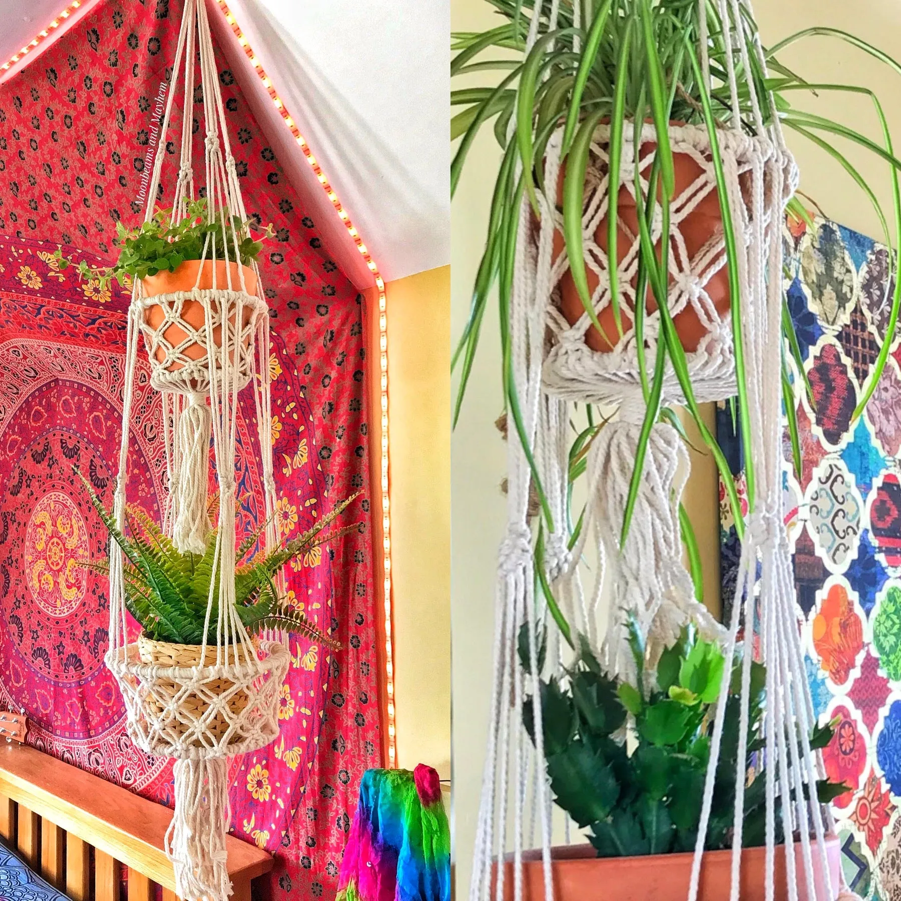 WONDERFUL BOHEMIAN DOUBLE MACRAME PLANT HANGER