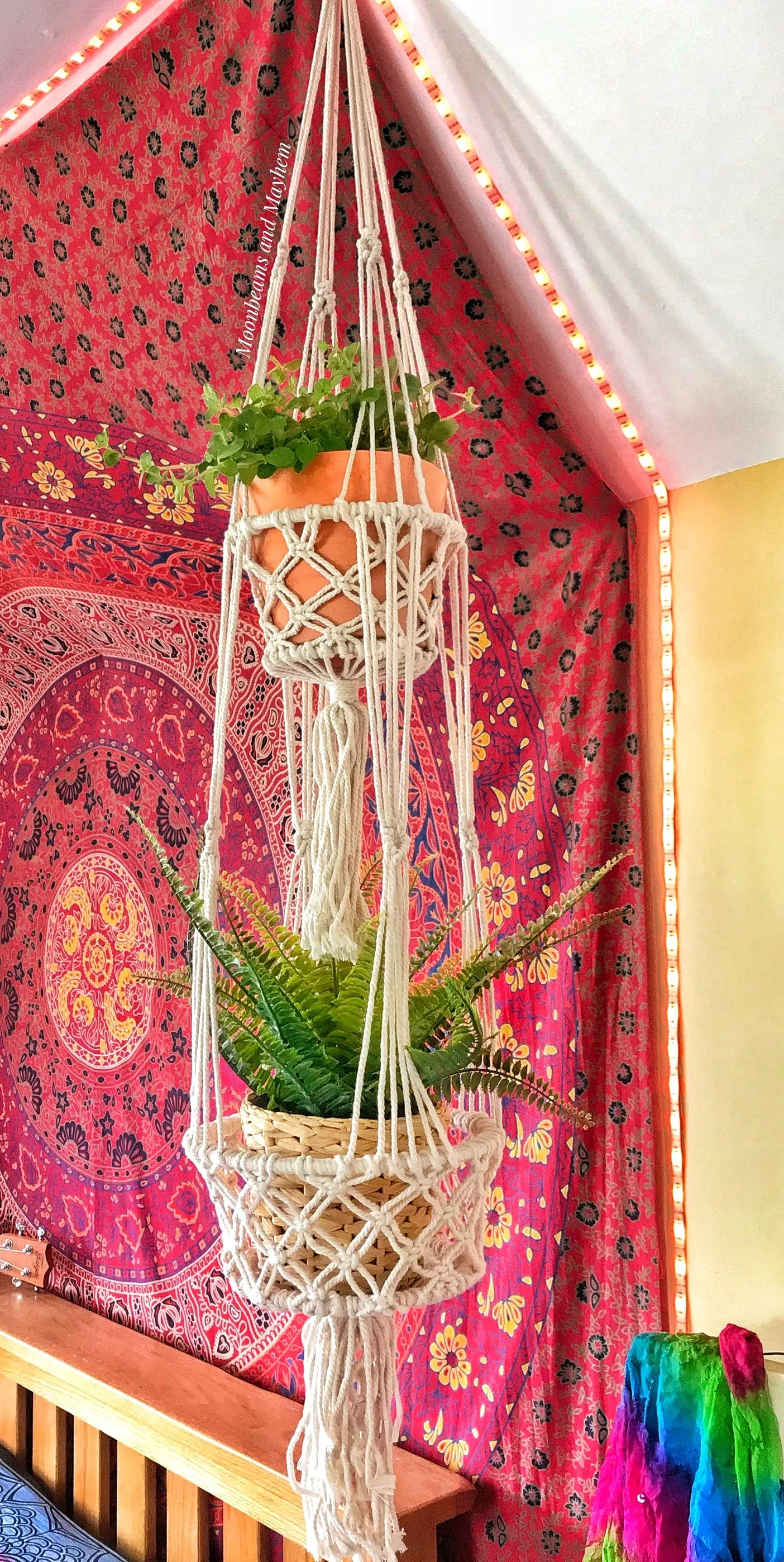 WONDERFUL BOHEMIAN DOUBLE MACRAME PLANT HANGER