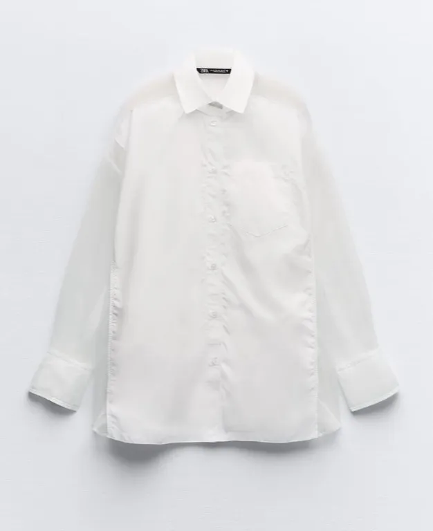 ZARA  |OVERSIZED POPLIN AND ORGANZA SHIRT