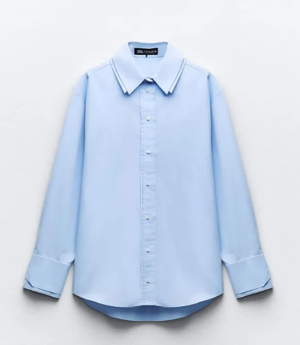 ZARA  |PLEATED POPLIN SHIRT