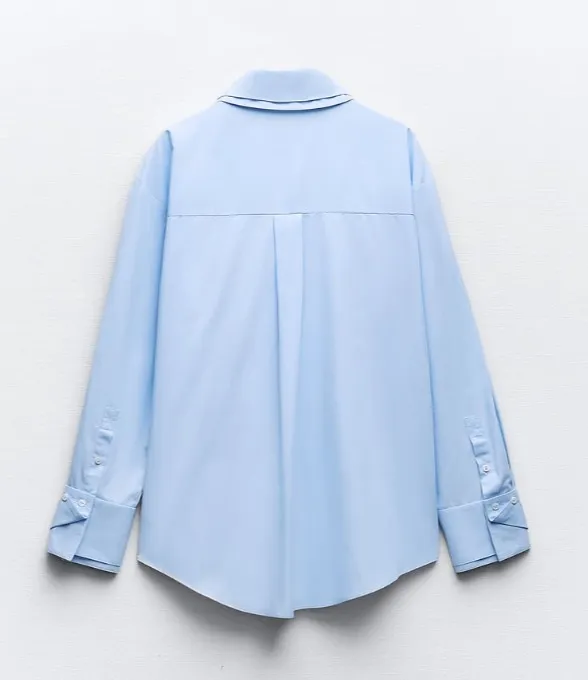 ZARA  |PLEATED POPLIN SHIRT