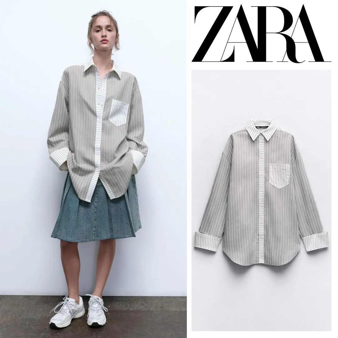 ZARA  |STRIPED SHIRT WITH TRIM