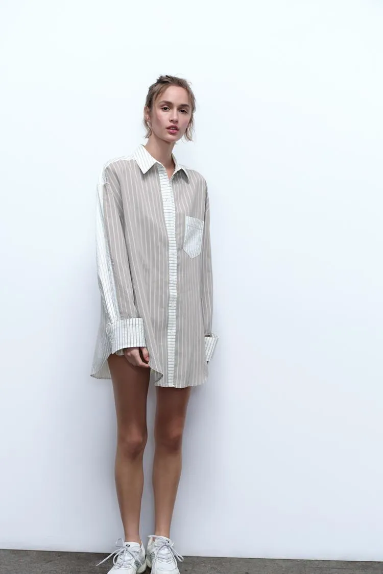 ZARA  |STRIPED SHIRT WITH TRIM