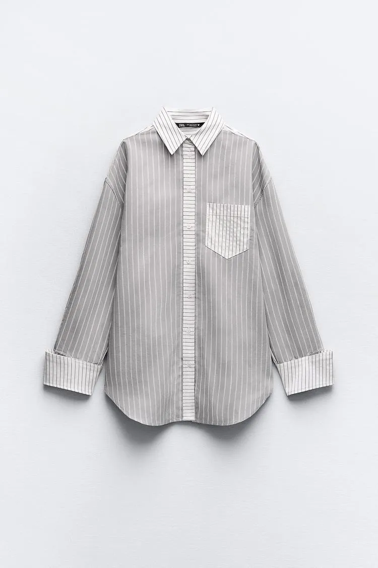 ZARA  |STRIPED SHIRT WITH TRIM