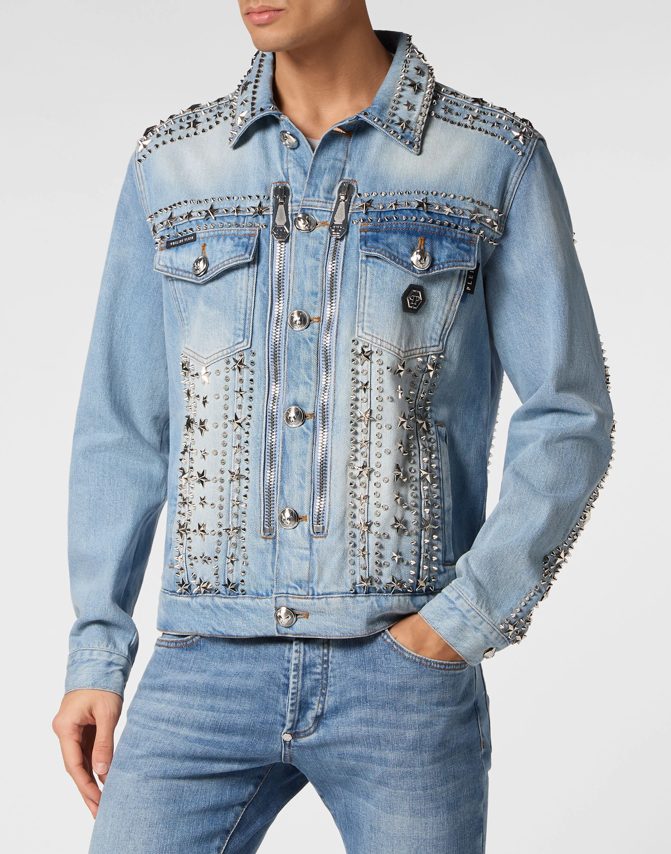 Zipped Denim Jacket Studs