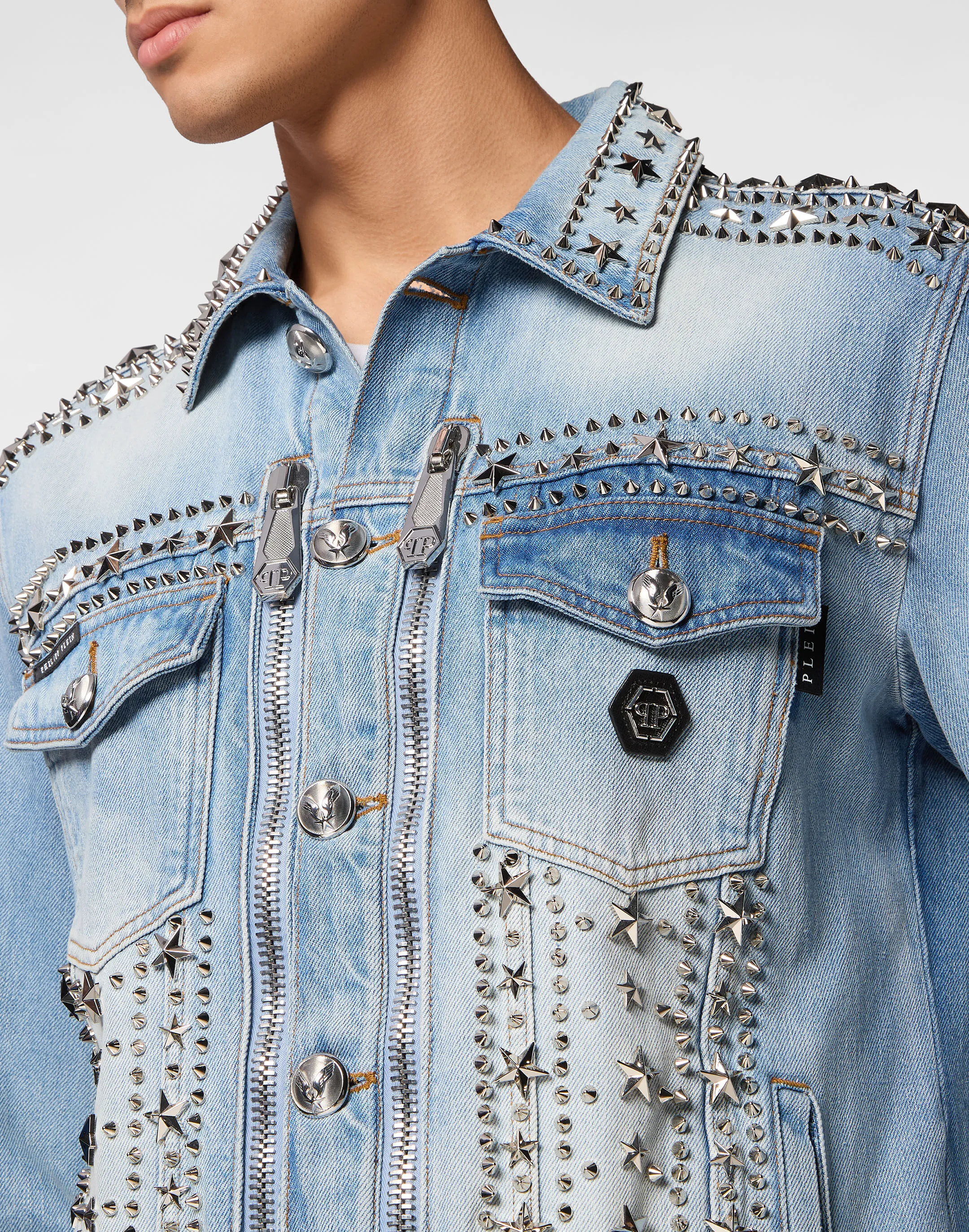 Zipped Denim Jacket Studs