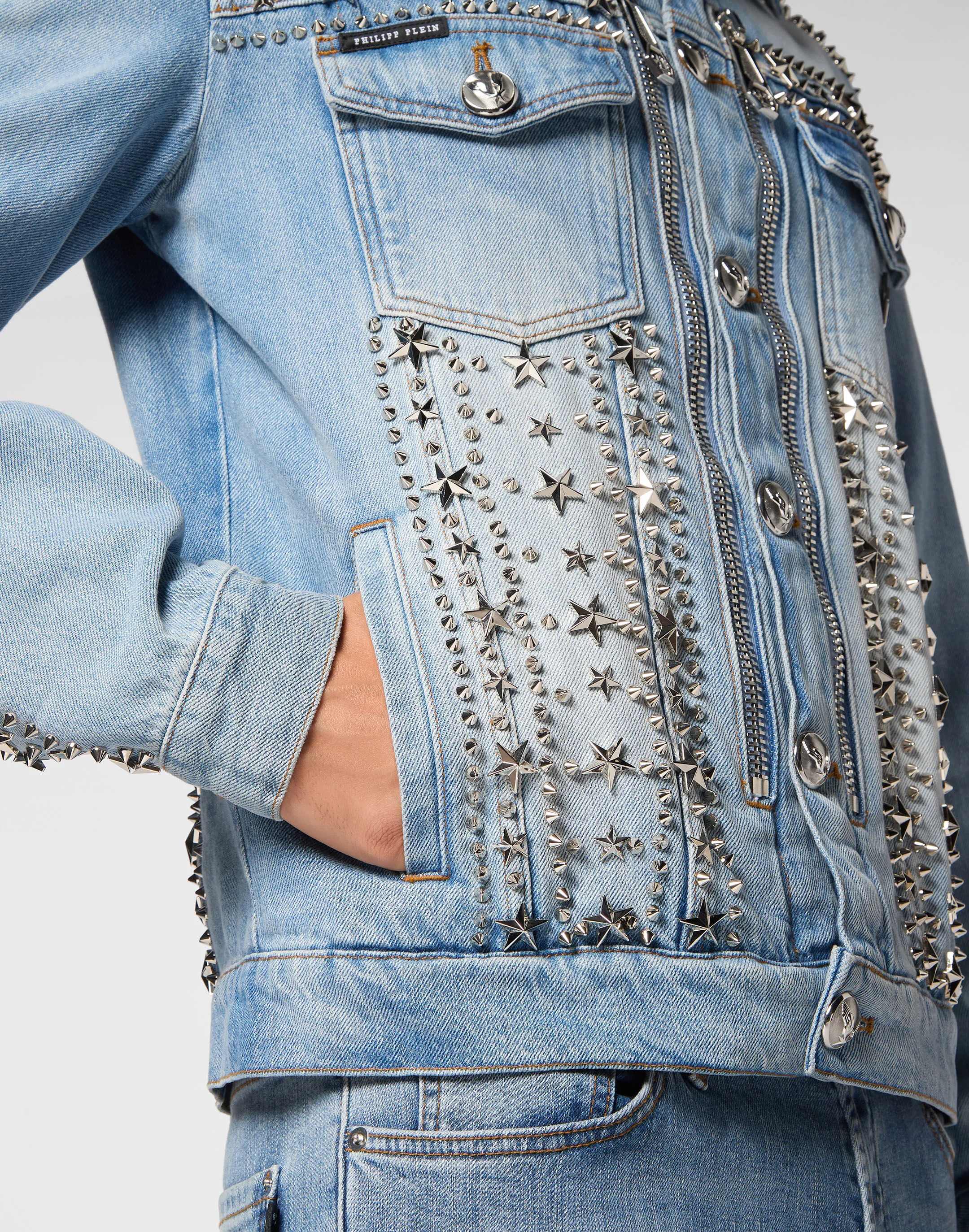 Zipped Denim Jacket Studs